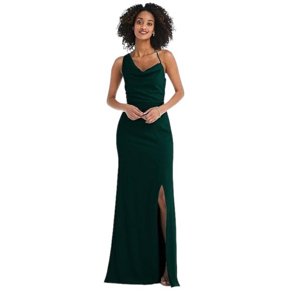 AFTER SIX 6849 Maxi Dress Crepe Wedding Party Prom  Evergreen Size 8 - Picture 1 of 4